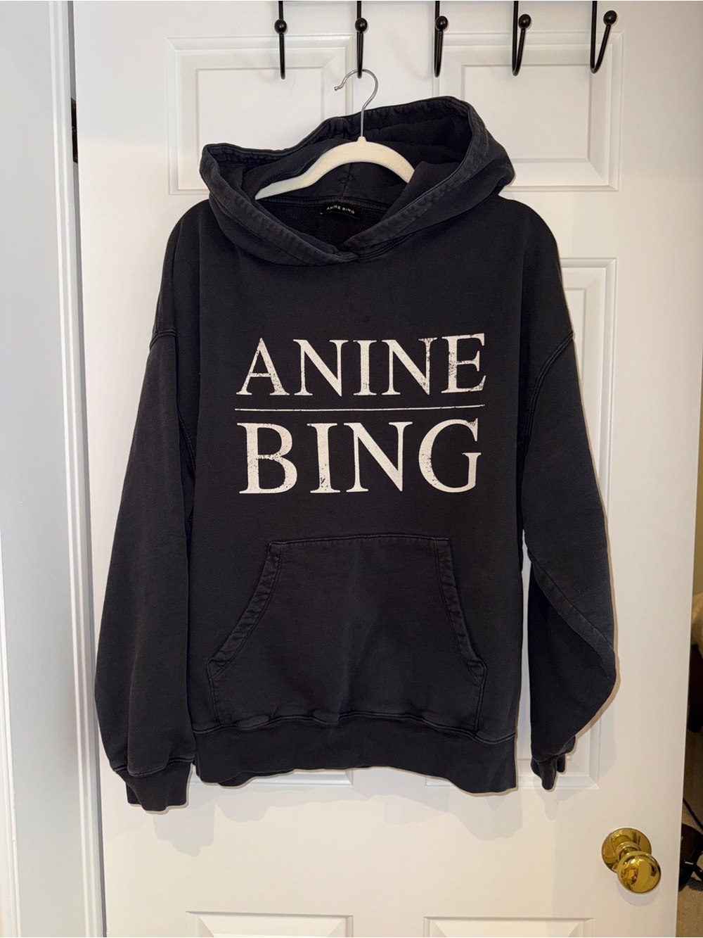 Anine Bing Harvey Serif Hoodie, washed black, perfect condition, size medium - Picture 3 of 5